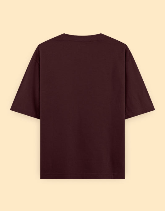 Maroon Oversized Solid T-shirt