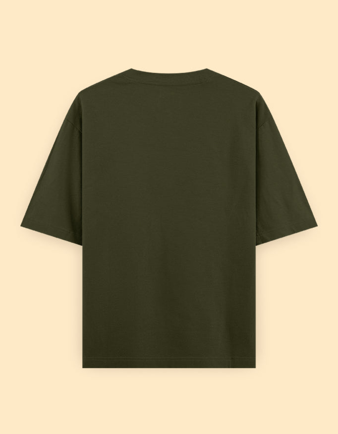 Olive Green Oversized Solid T-Shirts