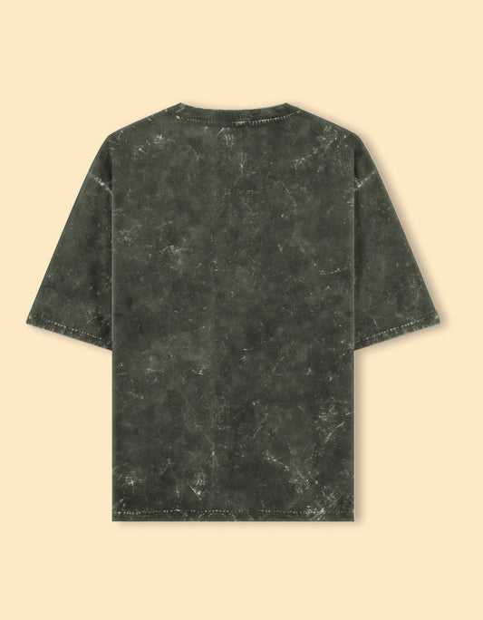 Olive Green Acid Wash Oversized T-Shirts