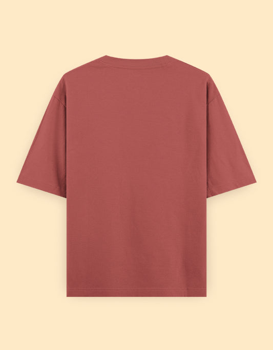 Coral Red Oversized Solid T-shirt