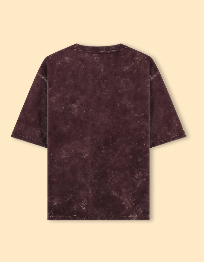 Maroon Acid Wash Oversized T-Shirt