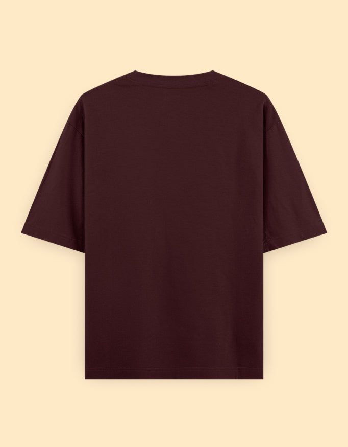 Maroon Oversized Solid T-shirt