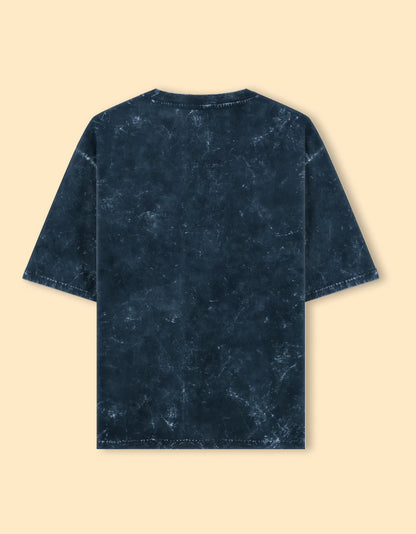Navy Blue Acid Wash Oversized T-Shirt