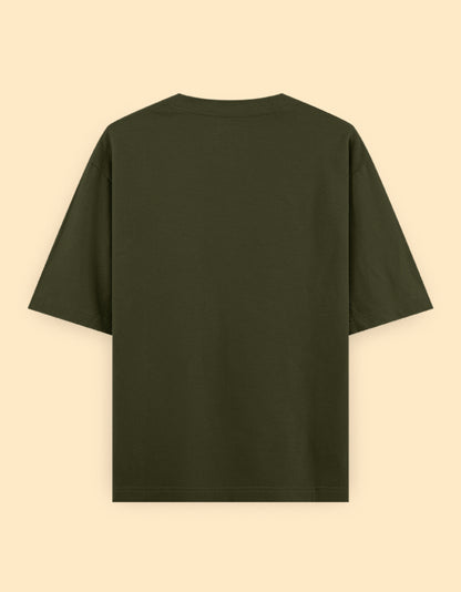 Olive Green Oversized Solid T-Shirts