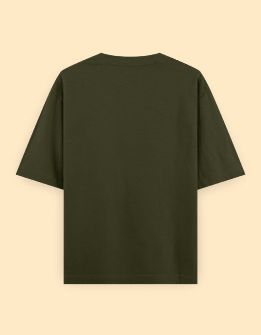 Olive Green Oversized Solid T-Shirts