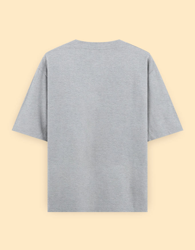 Grey Oversized Solid T-Shirt
