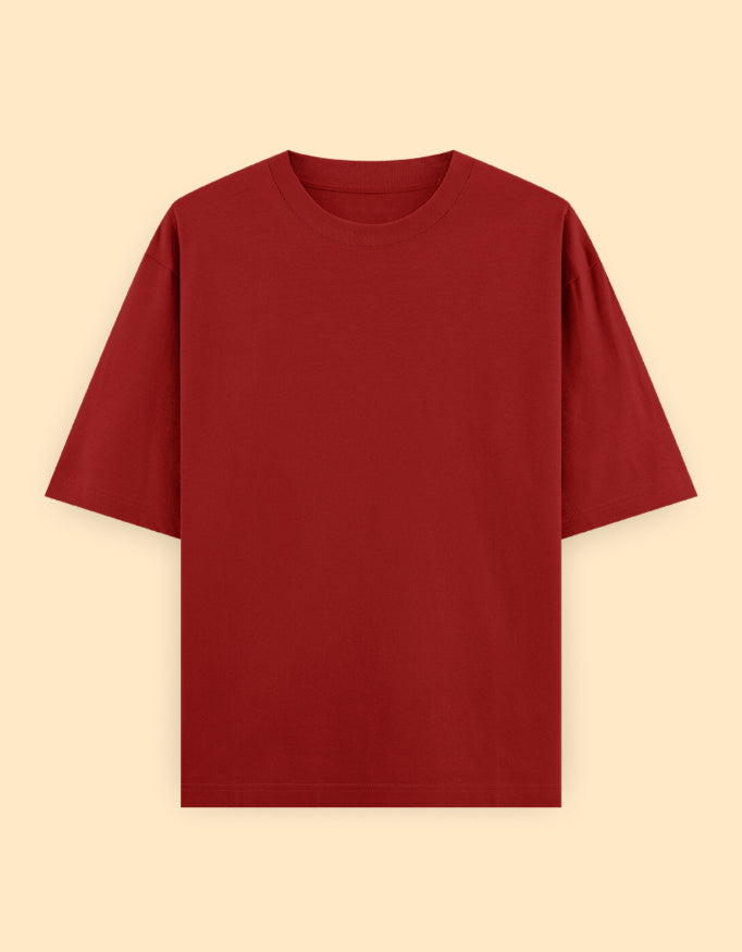 Red Oversized Solid T-shirt