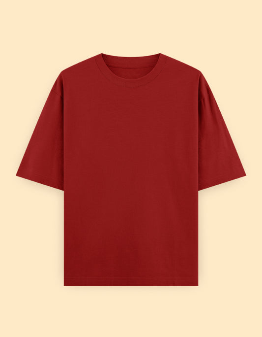 Red Oversized Solid T-shirt