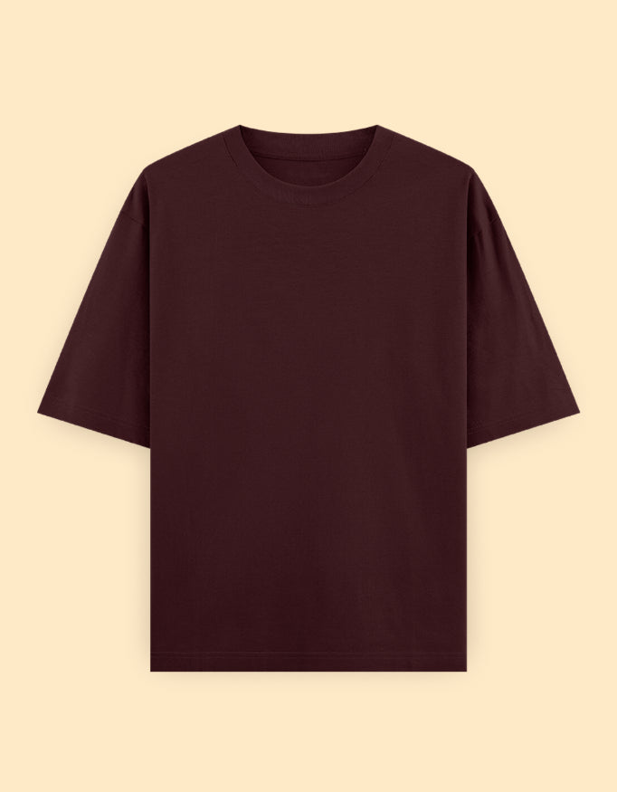 Maroon Oversized Solid T-shirt