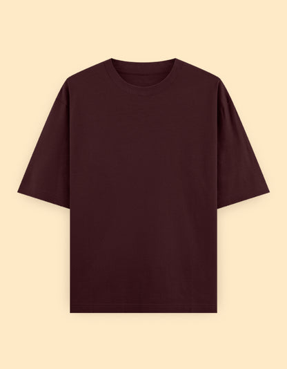 Maroon Oversized Solid T-shirt