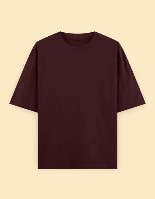 Maroon Oversized Solid T-shirt