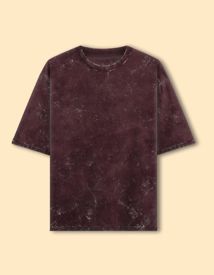 Maroon Acid Wash Oversized T-Shirt