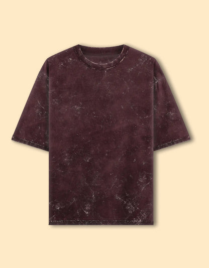 Maroon Acid Wash Oversized T-Shirt