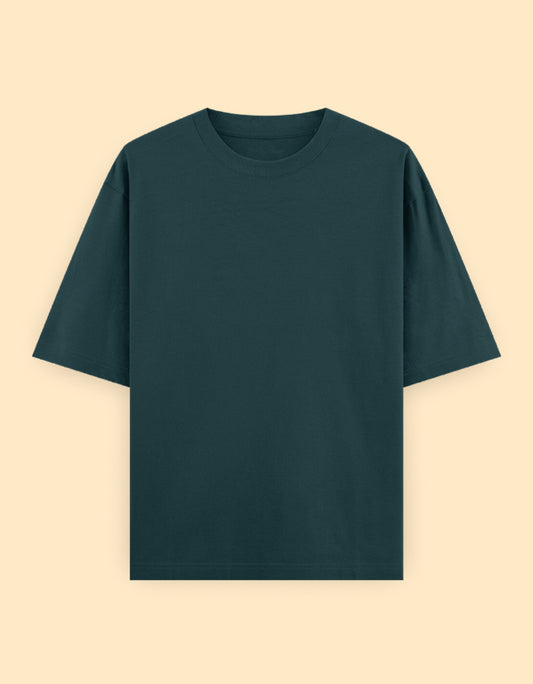 Petrol Blue Oversized Solid T-shirt