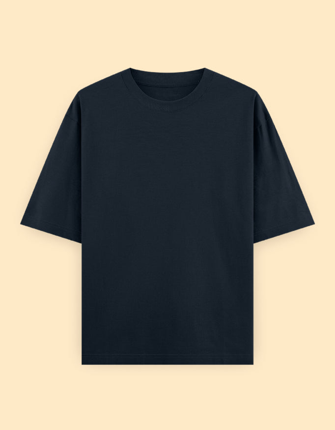 Navy Blue Oversized Solid T-shirt