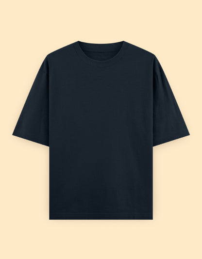 Navy Blue Oversized Solid T-shirt