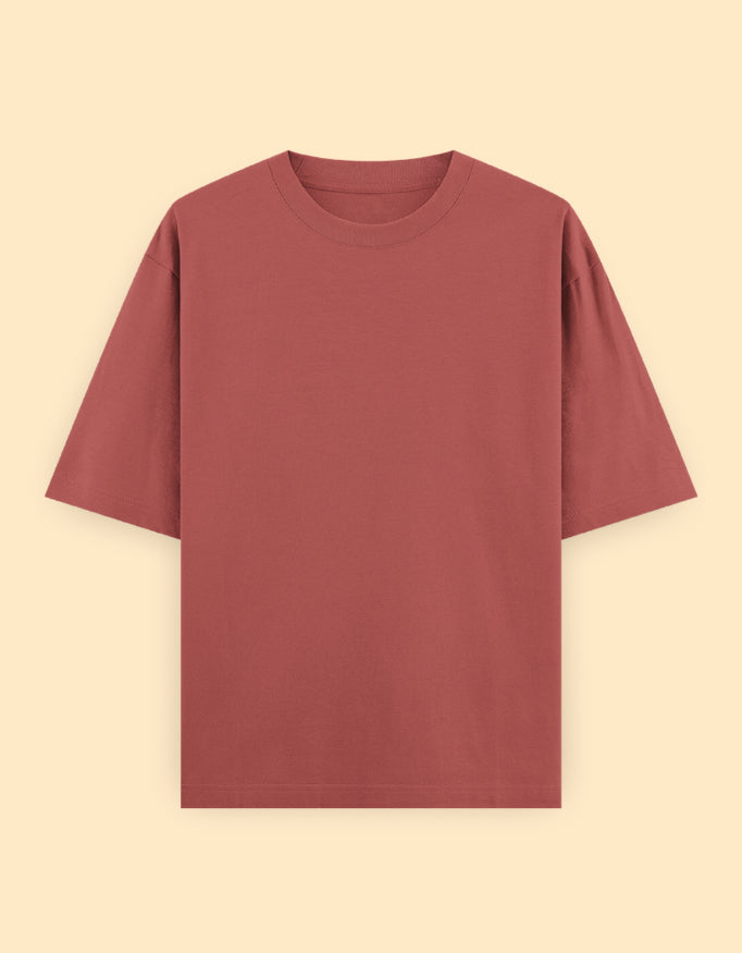 Coral Red Oversized Solid T-shirt