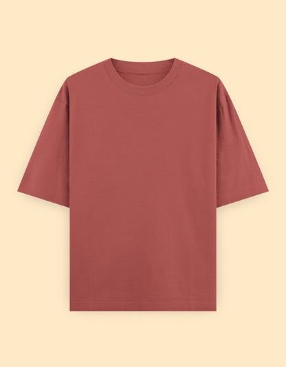 Coral Red Oversized Solid T-shirt