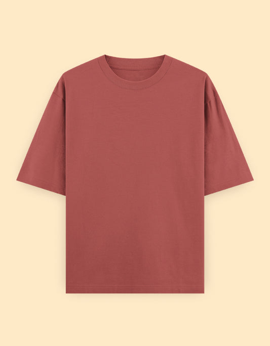 Coral Red Oversized Solid T-shirt