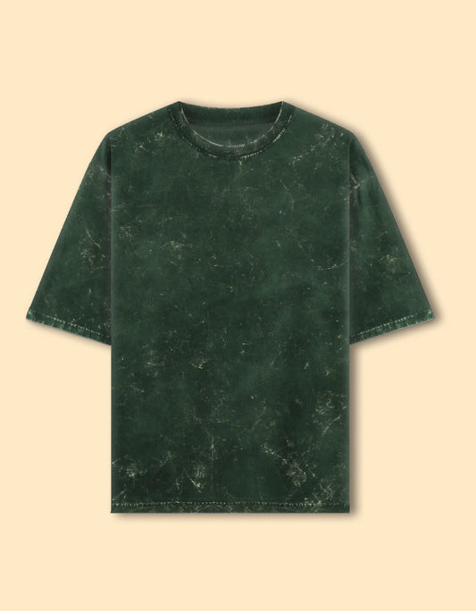 Bottle Green Acid Wash Oversized T-shirt