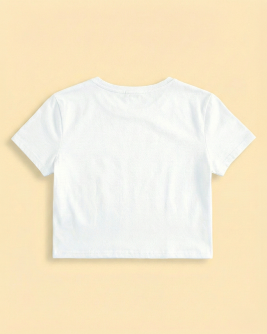 Always Facing You Sunflowers -  White Crop Top